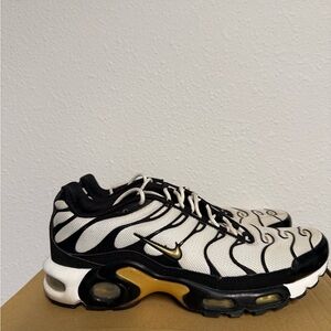 Nike Air Max Plus Black and White with Gold Accents